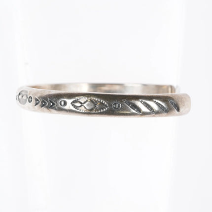 6.5" Sharon Cisco Navajo slim stacker hand stamped sterling silver cuff bracelet - Estate Fresh Austin