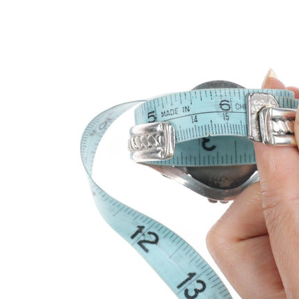 6.1" 40's-50's Navajo sterling silver petrified wood wide cuff bracelet - Estate Fresh Austin