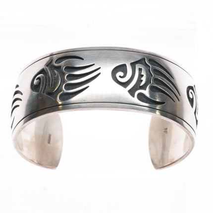7" Nathan Fred Hopi Overlay bear paw cuff bracelet sterling silver