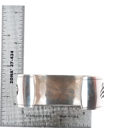 7" Nathan Fred Hopi Overlay bear paw cuff bracelet sterling silver