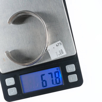 7" Nathan Fred Hopi Overlay bear paw cuff bracelet sterling silver