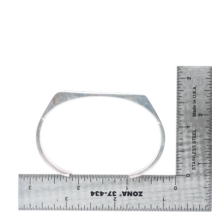 6.5" KM Navajo sterling silver hand stamped flat face cuff bracelet