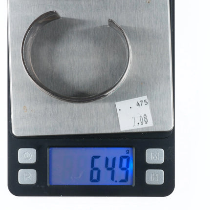 6.9" Navajo chip inlay water/wave sterling silver vintage cuff bracelet