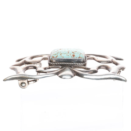 Nevada Turquoise vintage Navajo cast sterling silver belt buckle