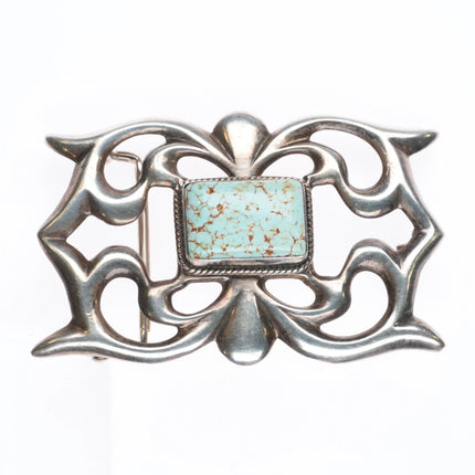 Nevada Turquoise vintage Navajo cast sterling silver belt buckle