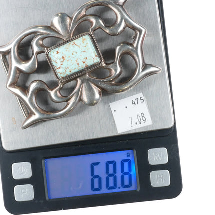 Nevada Turquoise vintage Navajo cast sterling silver belt buckle