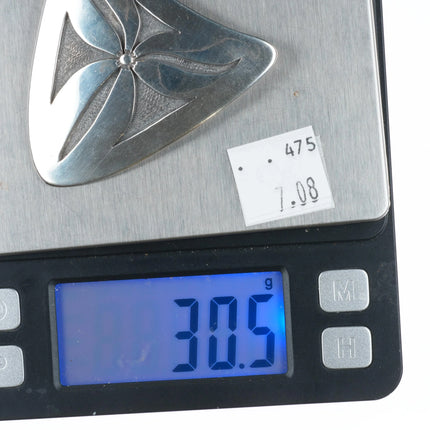 50's-60's George Kee Navajo White Hogan Shop Modernist sterling silver pendant