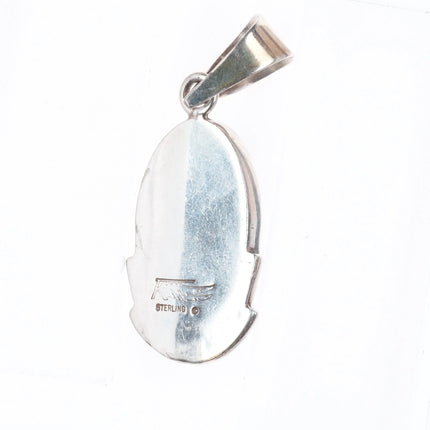 Ray Tracey Knifewing sterling silver, turquoise, black jade channel inlay pendant