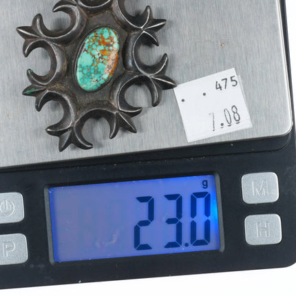 Vintage Navajo cast sterling silver high grade spiderweb turquoise pendant/pin
