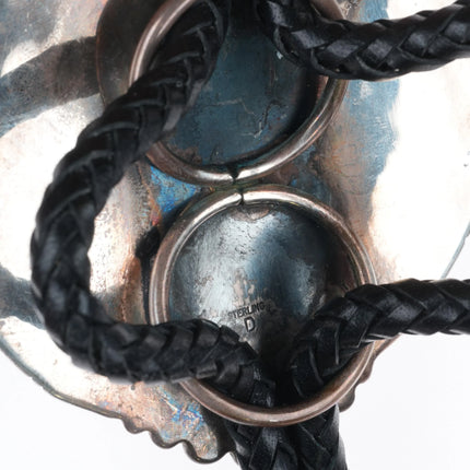 Huge John Delvin Navajo sterling silver bolo tie w/huge turquoise