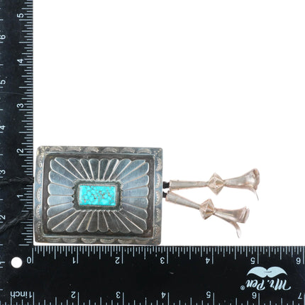 c1970 Vintage southwestern Sterling silver Navajo bolo tie w nice turquoise