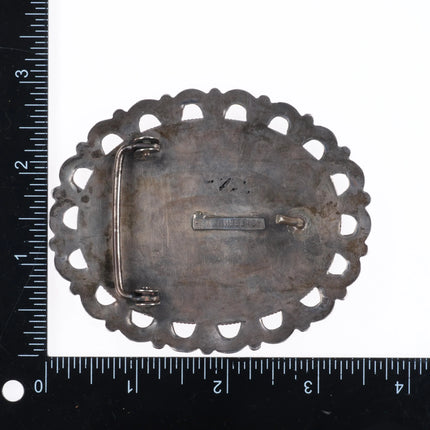 Fannie Weebothee Ondelacy Zuni sterling silver turquoise cluster belt buckle