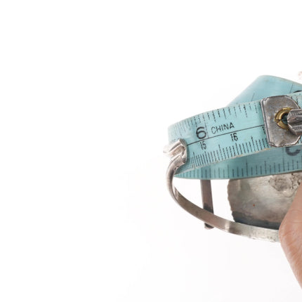 6.6" c1970's Navajo sterling silver turquoise chip inlay walnut cuff bracelet - Estate Fresh Austin