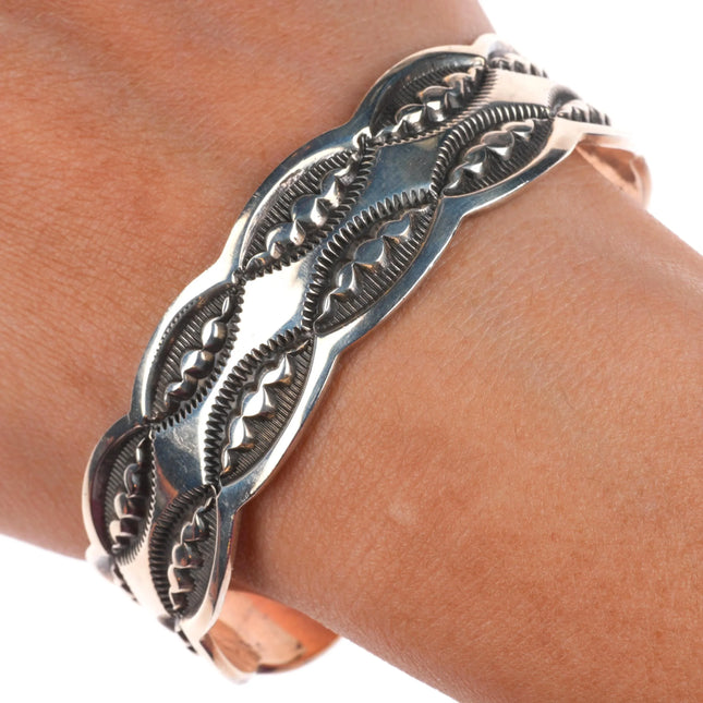 7.1" Marc Antia Apache Heavily stamped sterling silver cuff bracelet