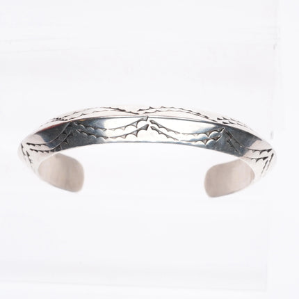 6.25" Vintage Navajo hand stamped carinated sterling silver cuff bracelet
