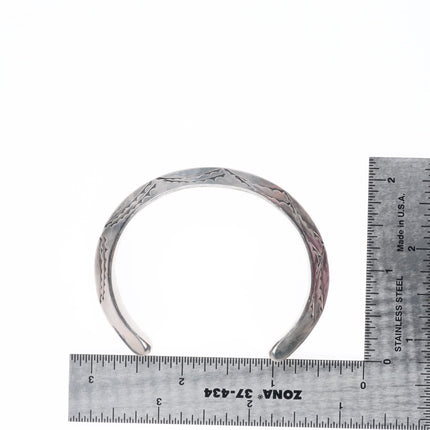 6.25" Vintage Navajo hand stamped carinated sterling silver cuff bracelet