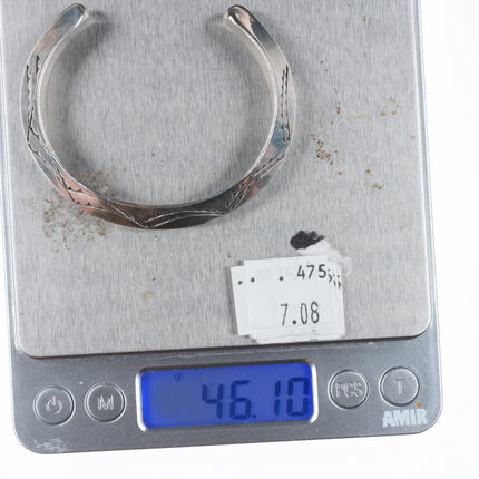 6.25" Vintage Navajo hand stamped carinated sterling silver cuff bracelet