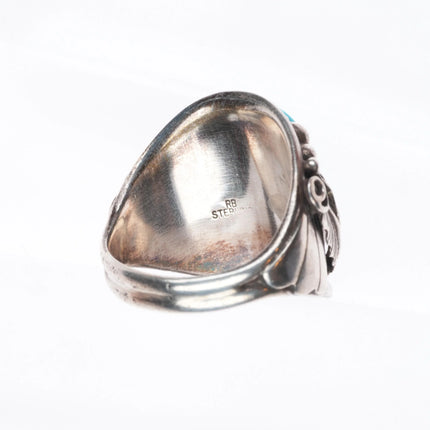 sz14 Vintage Richard Begay Navajo sterling silver Kingman turquoise men's ring