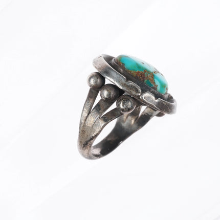 sz9 Vintage BW Navajo sterling silver Royston turquoise shadowbox ring