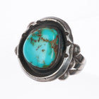 sz9 Vintage BW Navajo sterling silver Royston turquoise shadowbox ring