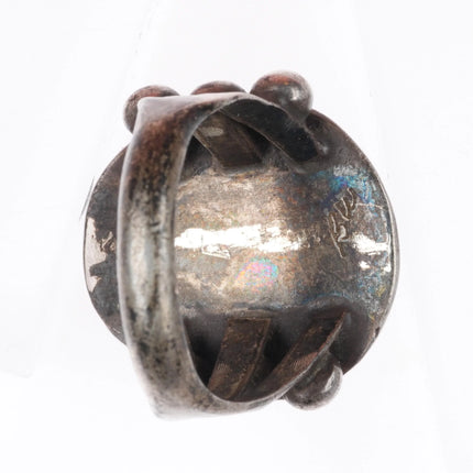 sz9 Vintage BW Navajo sterling silver Royston turquoise shadowbox ring