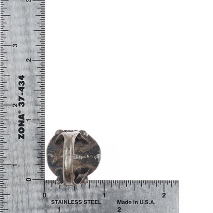 sz9 Vintage BW Navajo sterling silver Royston turquoise shadowbox ring