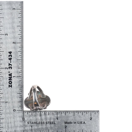 sz5 30's-40's Navajo Lone Mountain turquoise sterling silver ring stamped sides