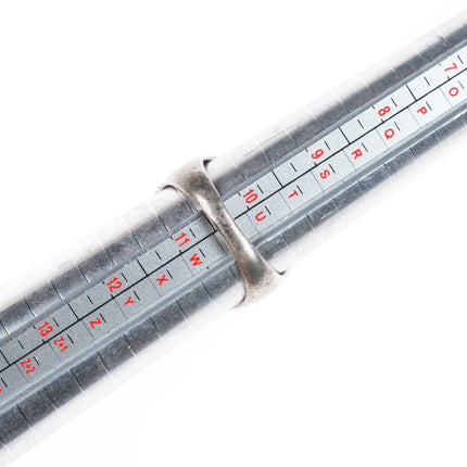 sz10.5 c1940 Zuni sterling silver turquoise inlay ring w/smiley face stampings