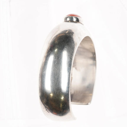 6" Orville Tsinnie Navajo sterling silver Mediterranean red coral cuff bracelet - Estate Fresh Austin