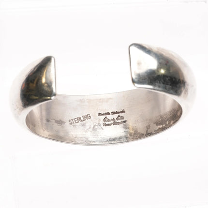 6" Orville Tsinnie Navajo sterling silver Mediterranean red coral cuff bracelet - Estate Fresh Austin