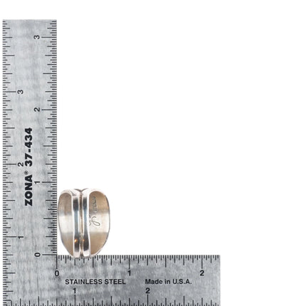 sz11.75 Troy Lamer Navajo rug pattern sterling silver hand stamped ring