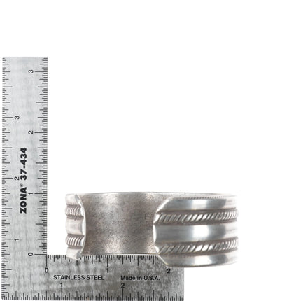 7.1" Heavy vintage Ingot silver southwest revival cuff bracelet with turquoise - Estate Fresh Austin