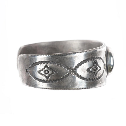 7.6" Heavy vintage Ingot silver southwest revival cuff bracelet with turquoise - Estate Fresh Austin