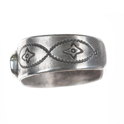7.6" Heavy vintage Ingot silver southwest revival cuff bracelet with turquoise - Estate Fresh Austin