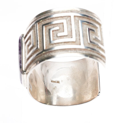 6.7" Heavy Ray Scott Navajo sterling silver purple Charoite cuff bracelet - Estate Fresh Austin