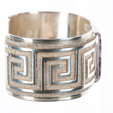 6.7" Heavy Ray Scott Navajo sterling silver purple Charoite cuff bracelet - Estate Fresh Austin