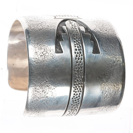 6.9" Kee Joe Benally Navajo Overlay Wide cuff bracelet - Kachina sterling silver - Estate Fresh Austin