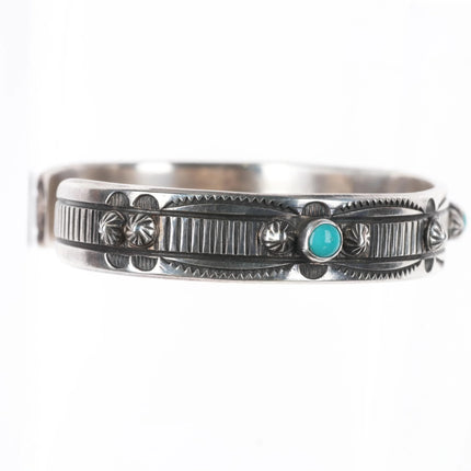 6.5" Kee Nataani Navajo sterling silver turquoise snake eye cuff bracelet - Estate Fresh Austin