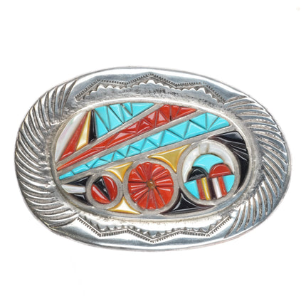 Valentino & Matilda Banteah Zuni sterling silver cobblestone inlay belt buckle - Estate Fresh Austin