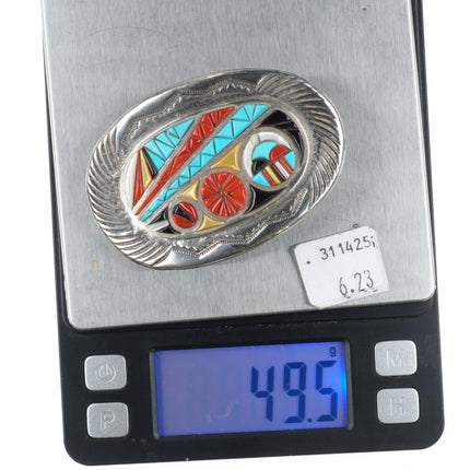 Valentino & Matilda Banteah Zuni sterling silver cobblestone inlay belt buckle - Estate Fresh Austin