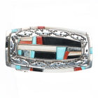 Ken Romero Taos/Laguna sterling silver cobblestone inlay belt buckle turquoise - Estate Fresh Austin