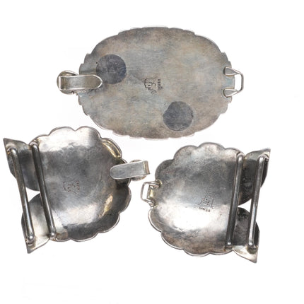 Foster Yazzie Navajo sterling silver large turquoise combo belt buckle set - Estate Fresh Austin