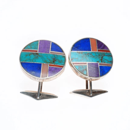 Ray Tracey Knifewing  Navajo sterling silver, turquoise, sugilite cufflinks