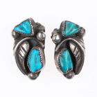 Vintage Eustace Cochiti Pueblo Sterling silver carved turquoise clip-on earrings