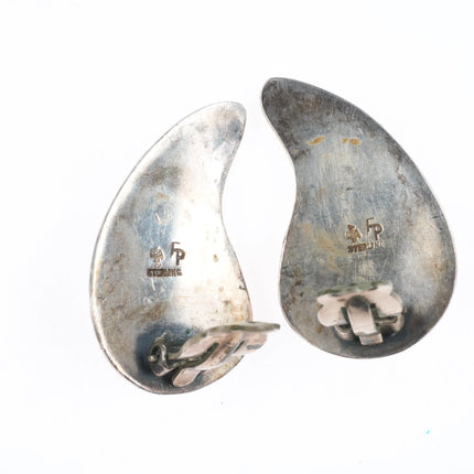 c1950's Frank Patania Sr southwestern modernist sterling silver lapis earrings