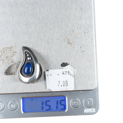 c1950's Frank Patania Sr southwestern modernist sterling silver lapis earrings