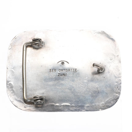 Silas & Bertie Ohmsatte Zuni sterling silver, turquoise arrowhead belt buckle - Estate Fresh Austin