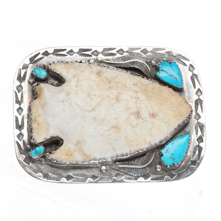 Silas & Bertie Ohmsatte Zuni sterling silver, turquoise arrowhead belt buckle - Estate Fresh Austin