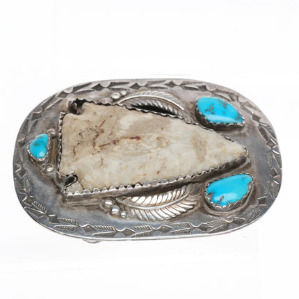 Silas & Bertie Ohmsatte Zuni sterling silver, turquoise, arrowhead belt buckle - Estate Fresh Austin