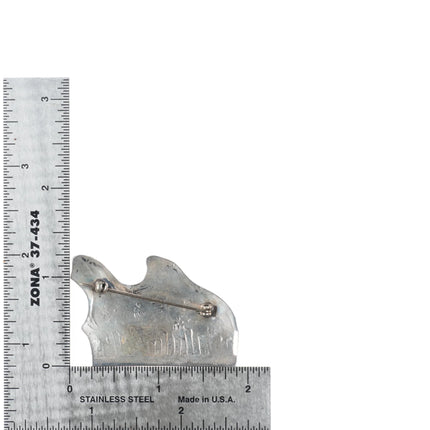 Bernard Dawahoya Hopi Overlay Gambel's quails pin/brooch sterling silver